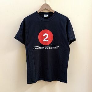 Vintage NYC Subway Line 2 Train Downtown & Brooklyn T Shirt Size Mens M RARE MTA